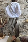 Rustic Nature Linen Blend Hippie Shake Hoodie White